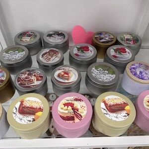 Assorted Scented Candle Tins - Silver, Gold, Pink